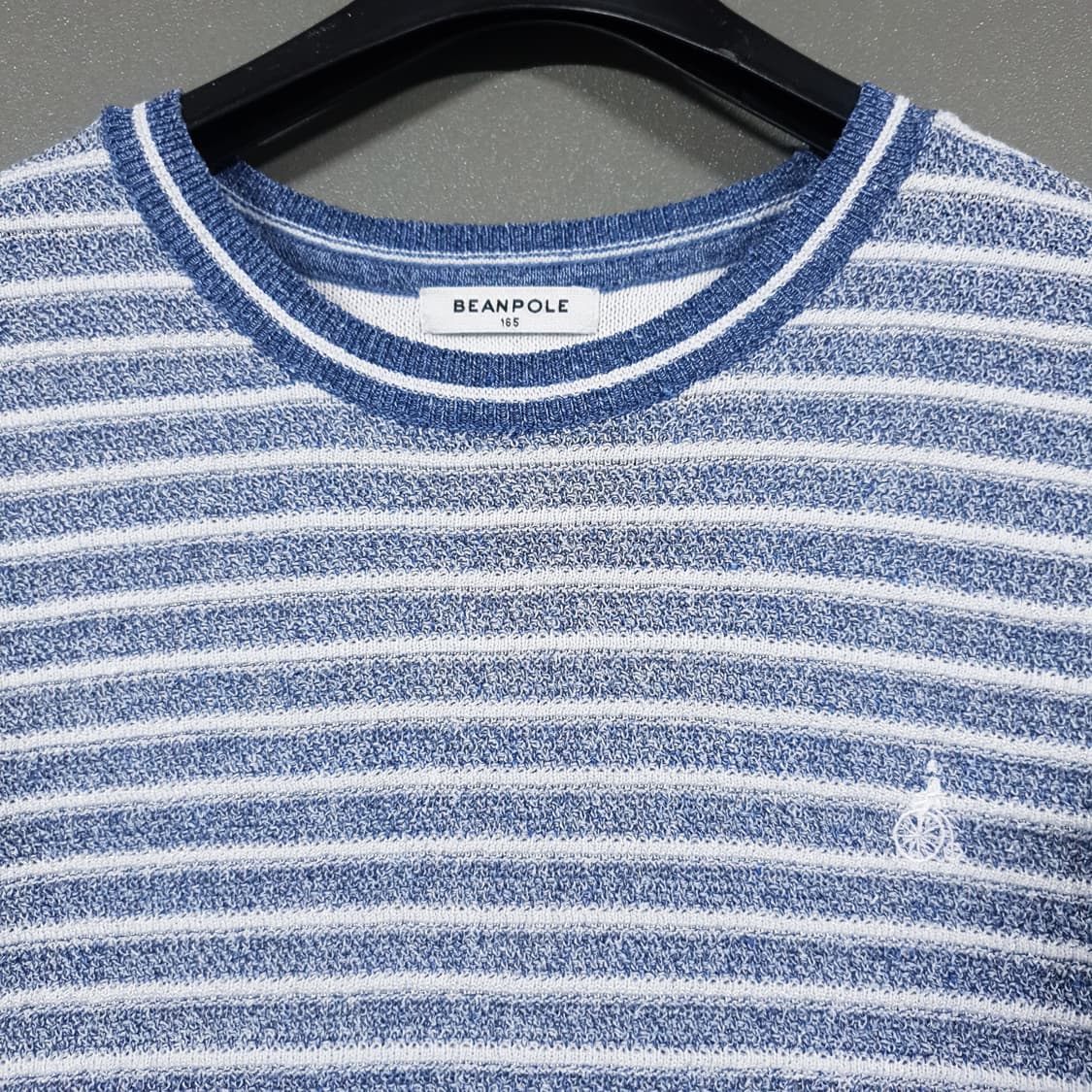 여성 55 빈폴 린넨 마 블렌드 스트라이프 부클 트위드 니트 반팔 티셔츠 상품이미지4