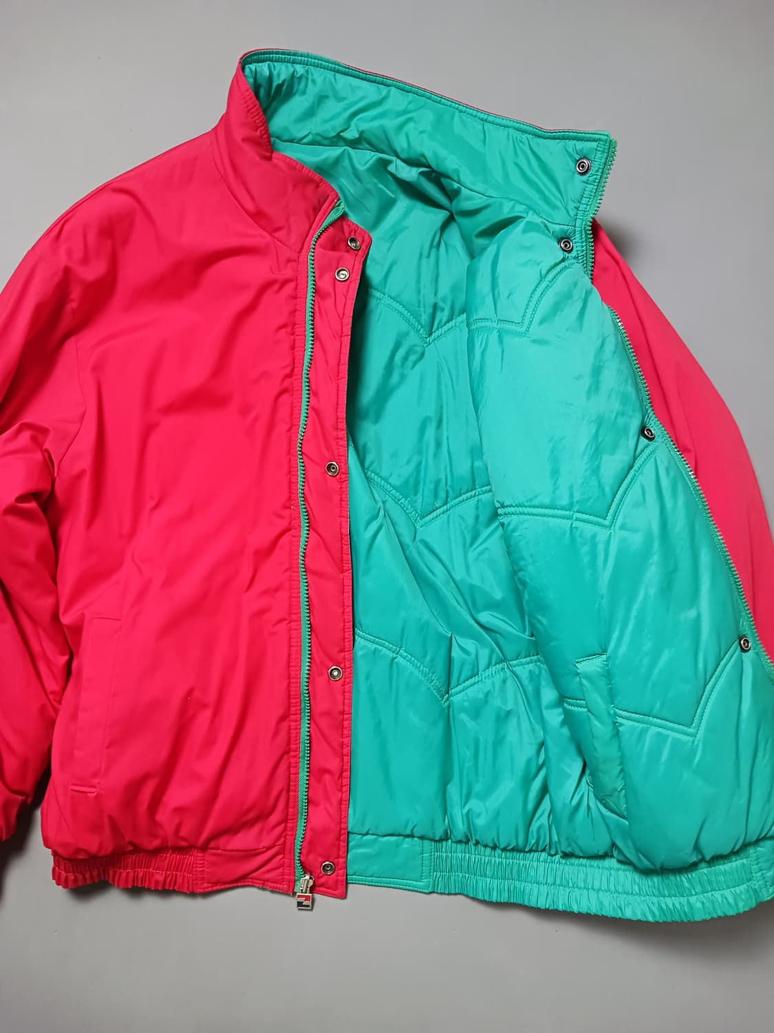  [XL] 빈티지 그린/레드 리버시블 패딩 점퍼 자켓 상품이미지10