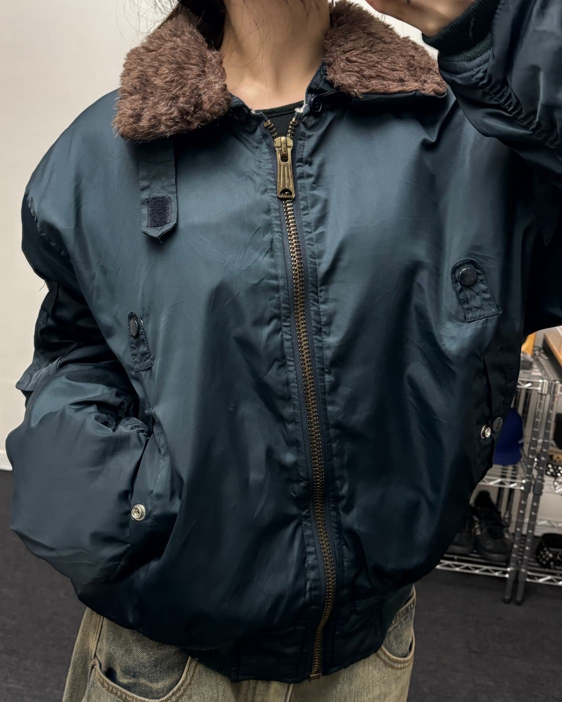 USA 올드 빈티지 퍼 카라넥 항공점퍼 상품이미지3