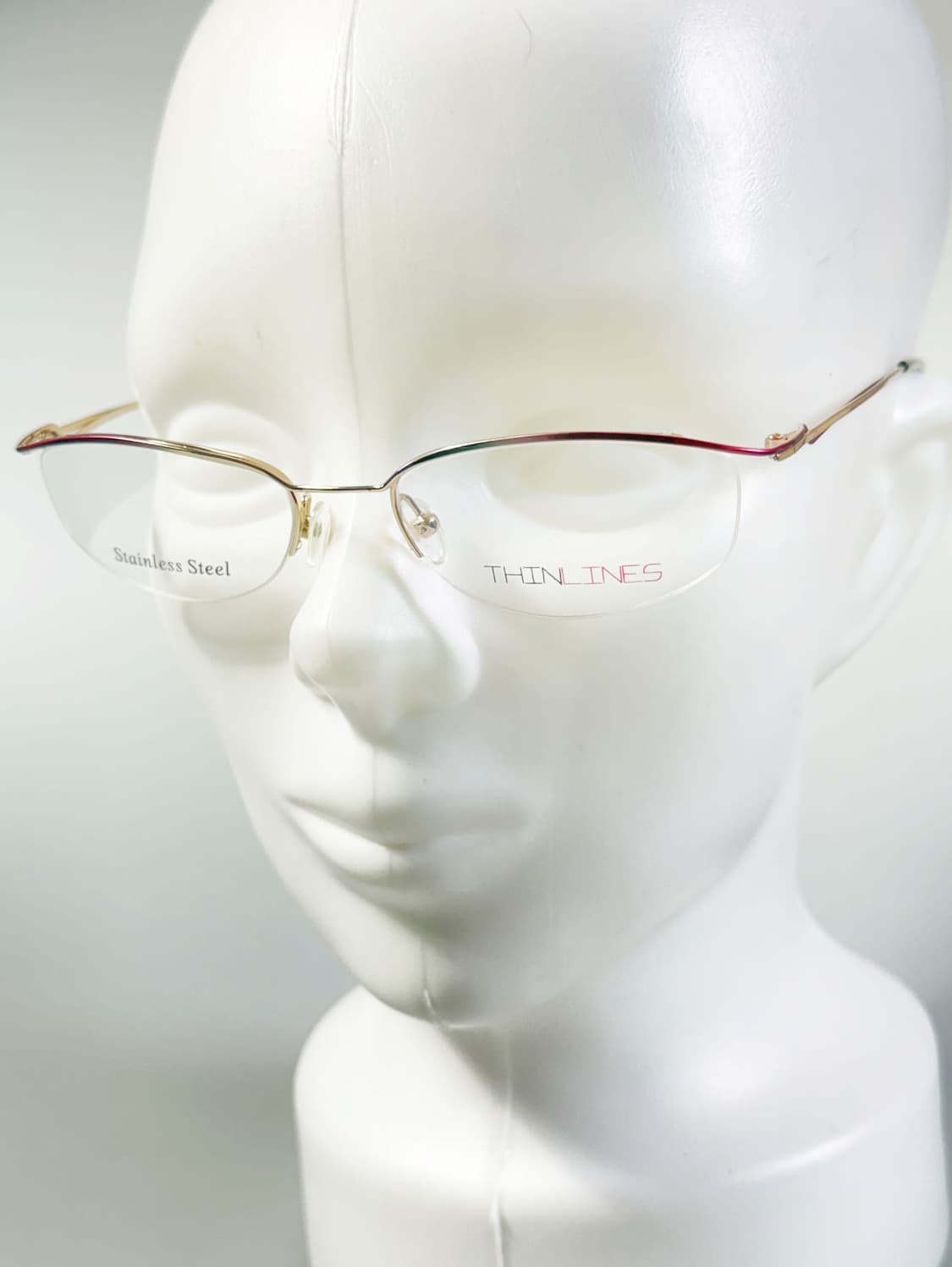 90s Thin Lines 로즈 골드 메탈 스퀘어 반무테 빈티지 안경 상품이미지9