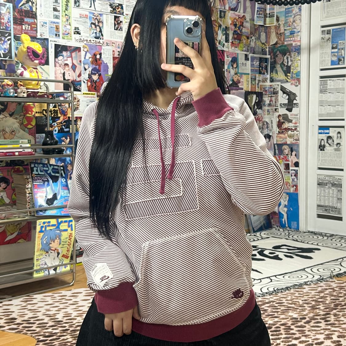 00S 나이키 레드 스트라이프 코튼 후드티 상품이미지2