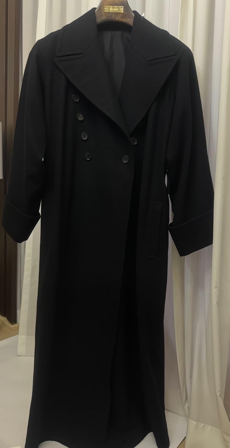 Y's 요지야마모토 블랙 더블 브레스트 롱코트   상품이미지1
