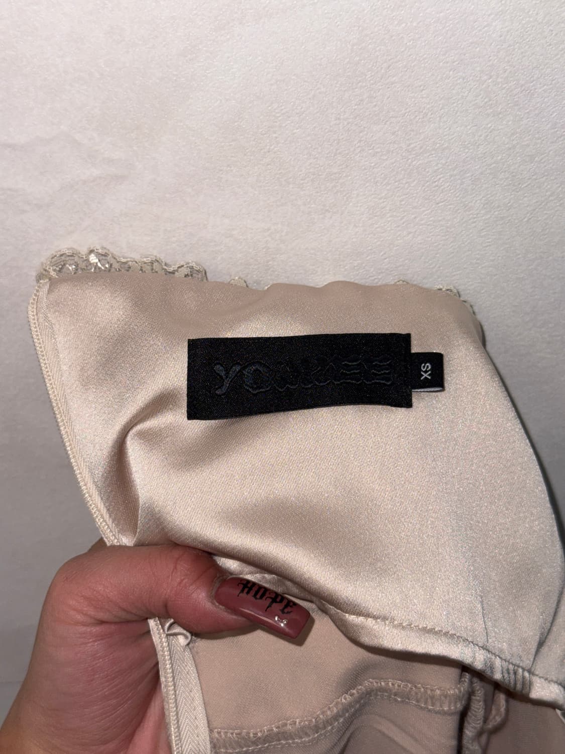 YOUHEE LETTERING SATIN FLARE MINI DRESS  상품이미지6
