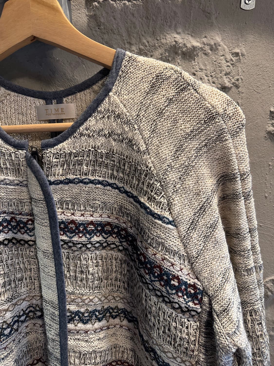 타임 TIME 포스트모던 패턴 니트 자켓 그레이 F 상품이미지3