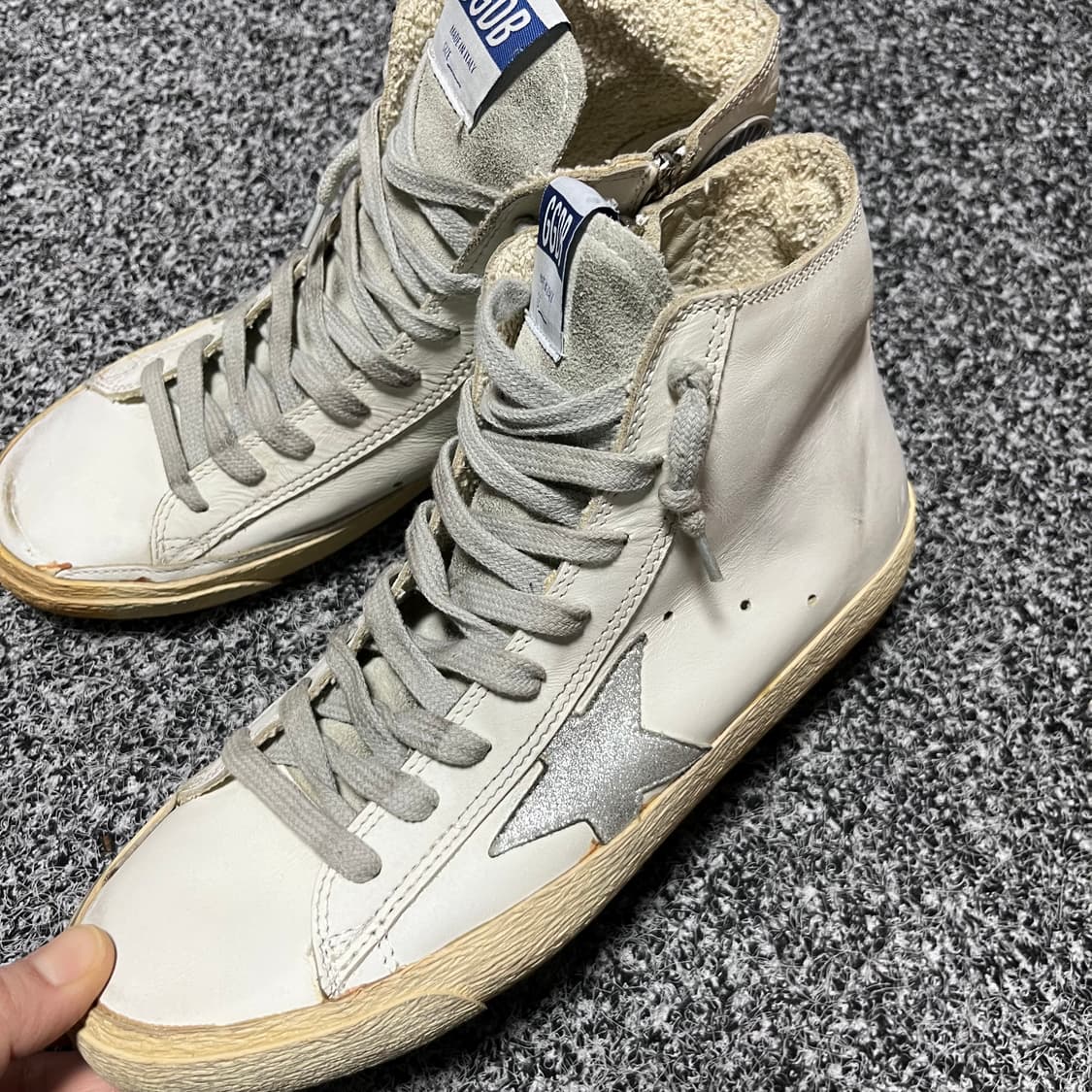 골든구스 하이탑 스니커즈 화이트 실버 38 상품이미지2
