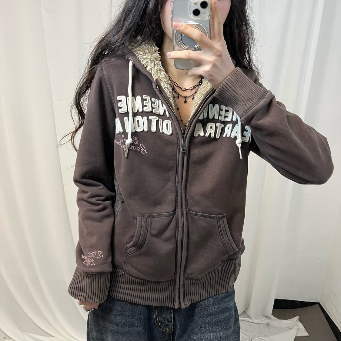 Teenie Weenie Brown fleece Hood Zip-up   상품이미지3