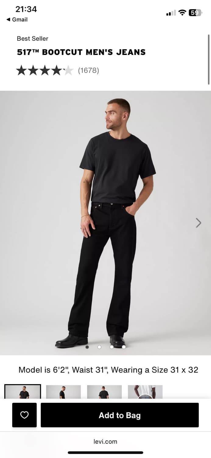 리바이스 517 블랙 29w 30l 상품이미지2