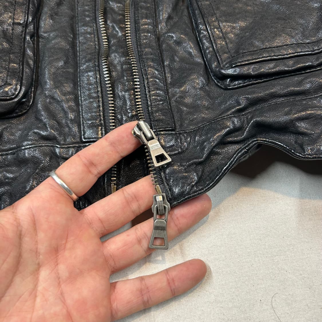 M) 빈티지 멀티포켓 램스킨 레더 양가죽 자켓 상품이미지6
