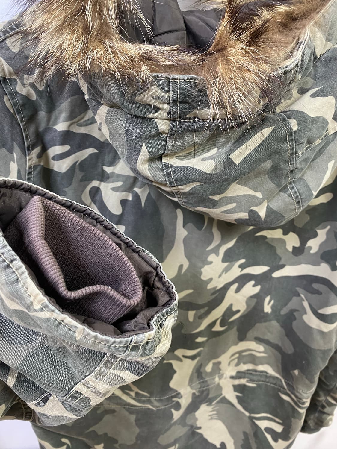 AR 후드 퍼 카모 패딩 상품이미지5