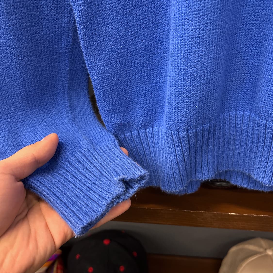 90s 폴로랄프로렌 청키립 코튼니트 하프집업 블루 N921 상품이미지5