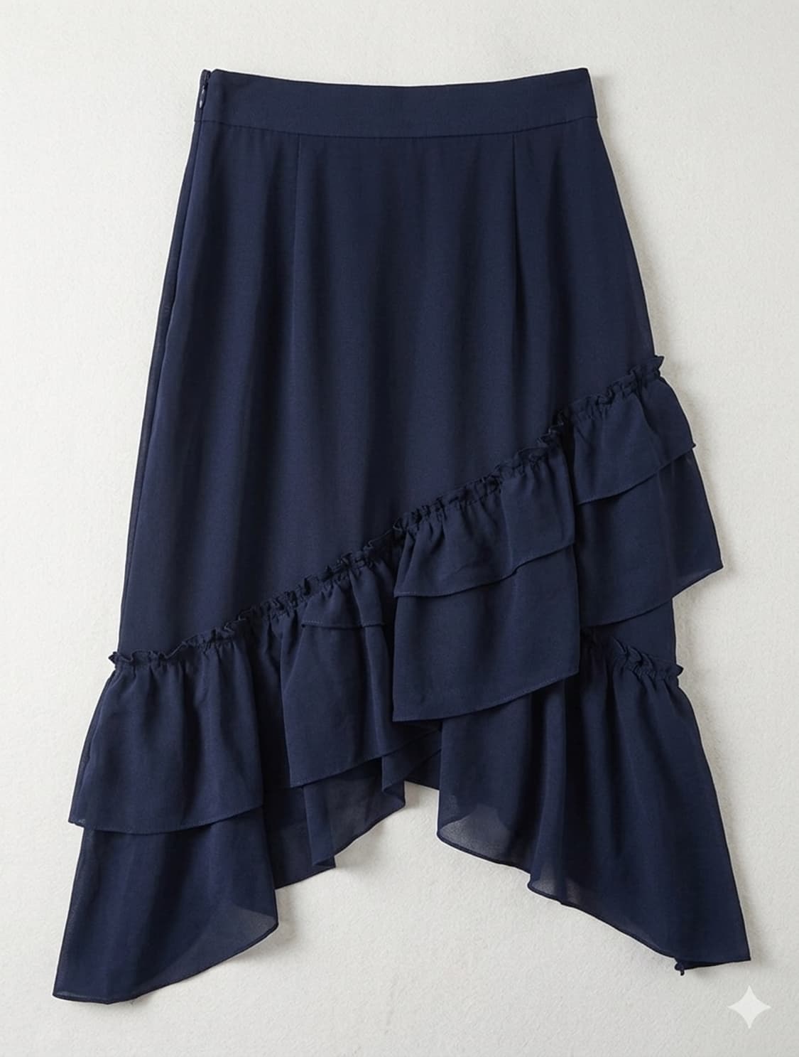 🌸가격인하 | 하객룩 언발 러플 미디 스커트 55 | 네이비 상품이미지2