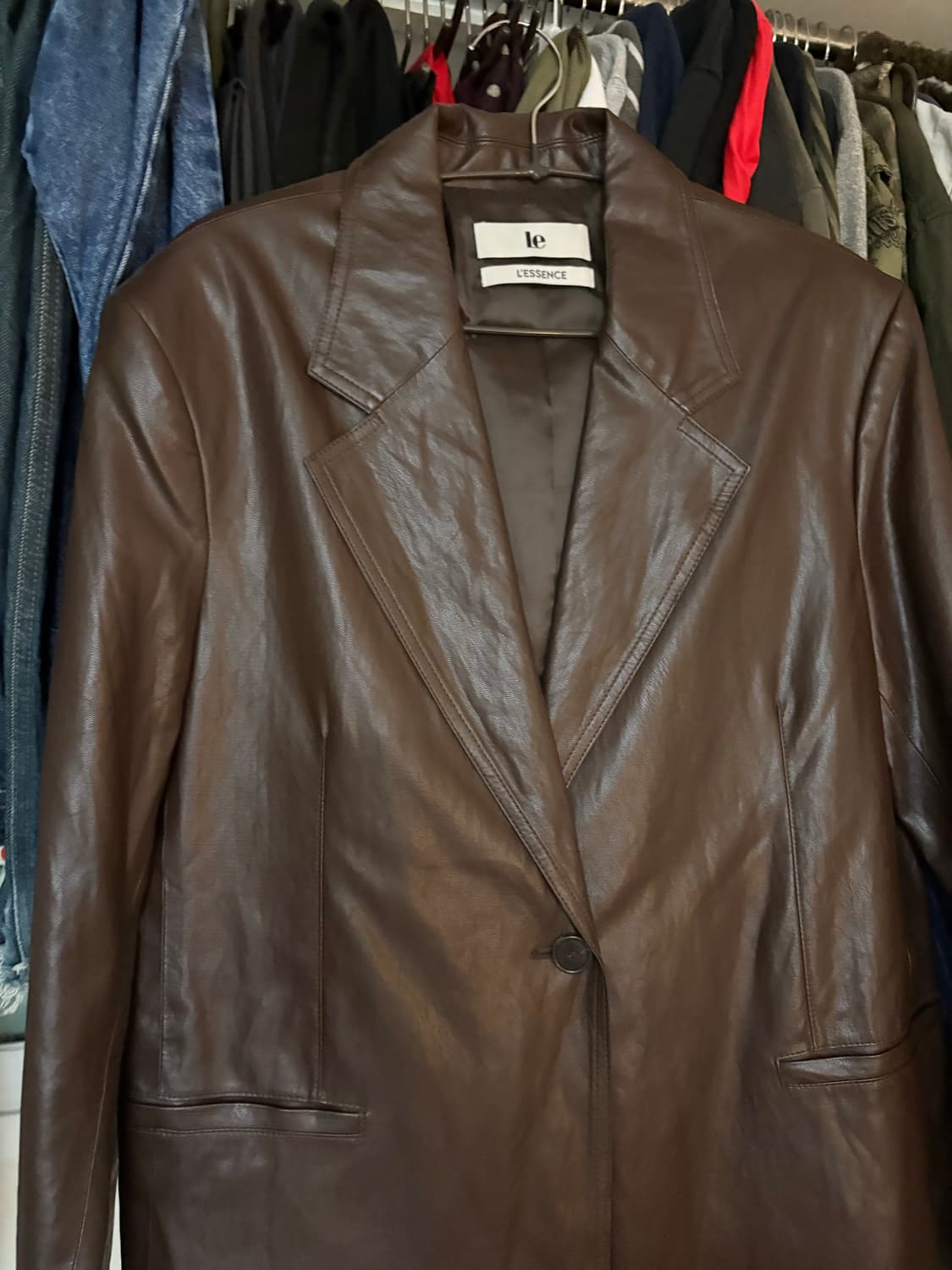 르 Faux leather over-fit blazer (brown) 상품이미지4