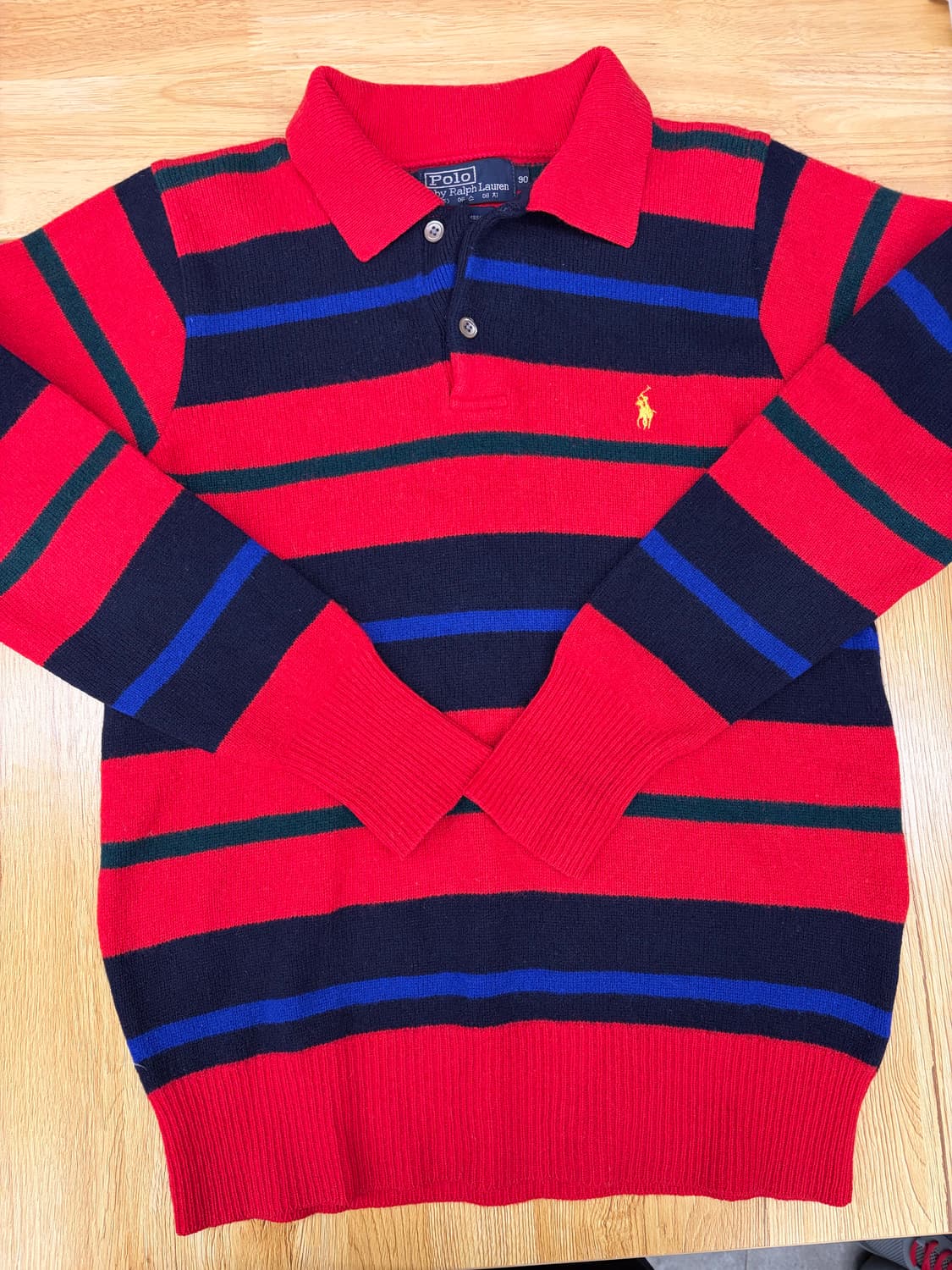 [90] 80s 폴로 랄프로렌 스트라이프 카라니트 상품이미지2