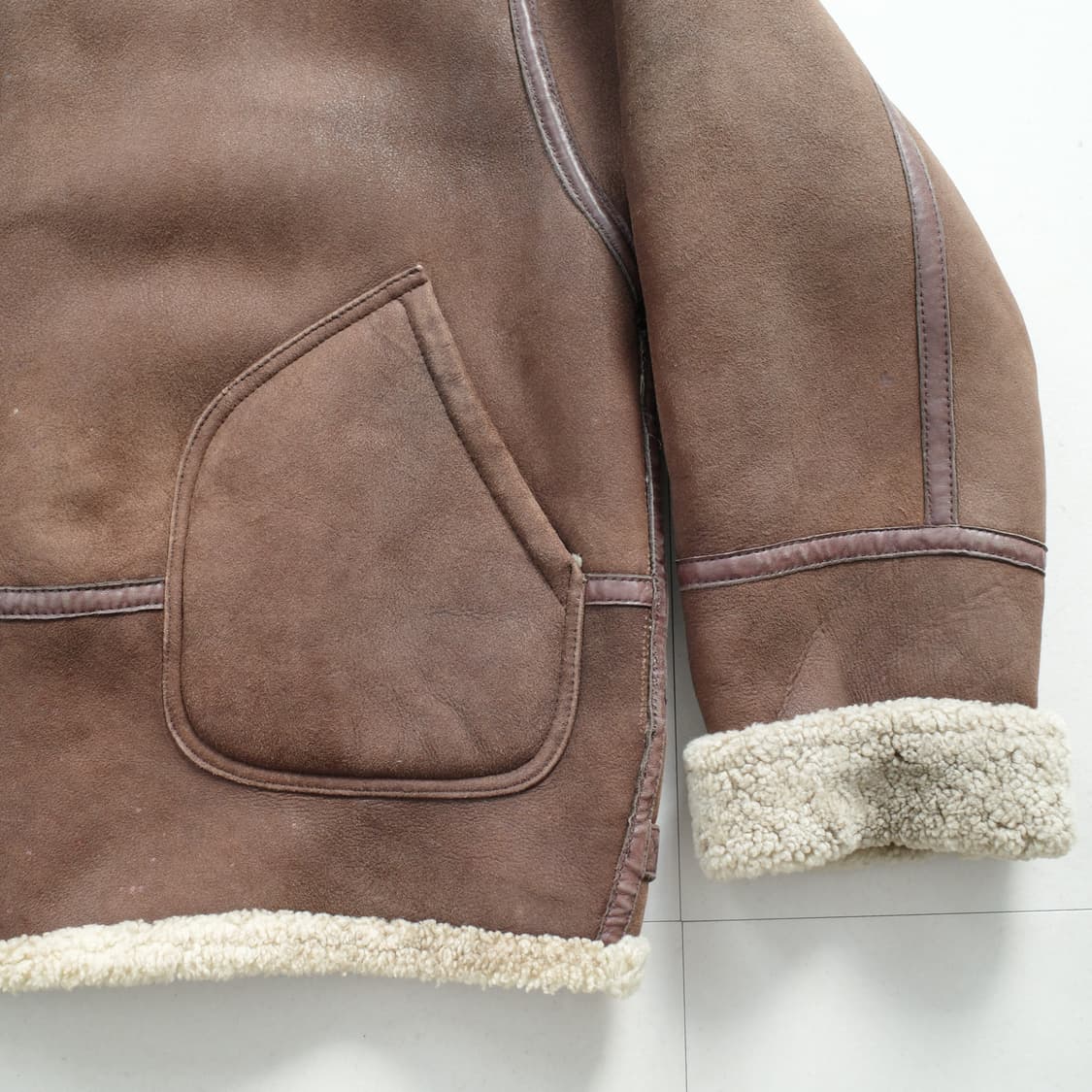 90s 노티카 리얼 양털 스웨이드 가죽 무스탕 무톤 B3 플라이트 자켓 상품이미지5