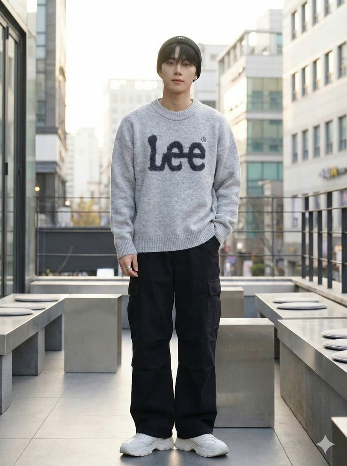 Lee 리 빅 로고 부클 니트 상품이미지1