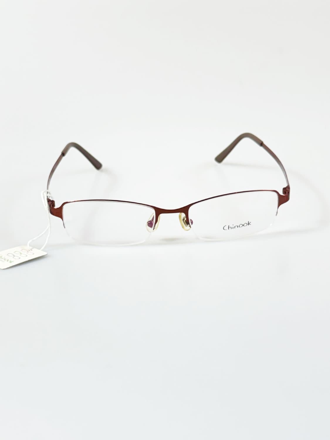 CHINOOK 브라운 메탈 반무테 스퀘어 빈티지 안경 상품이미지2