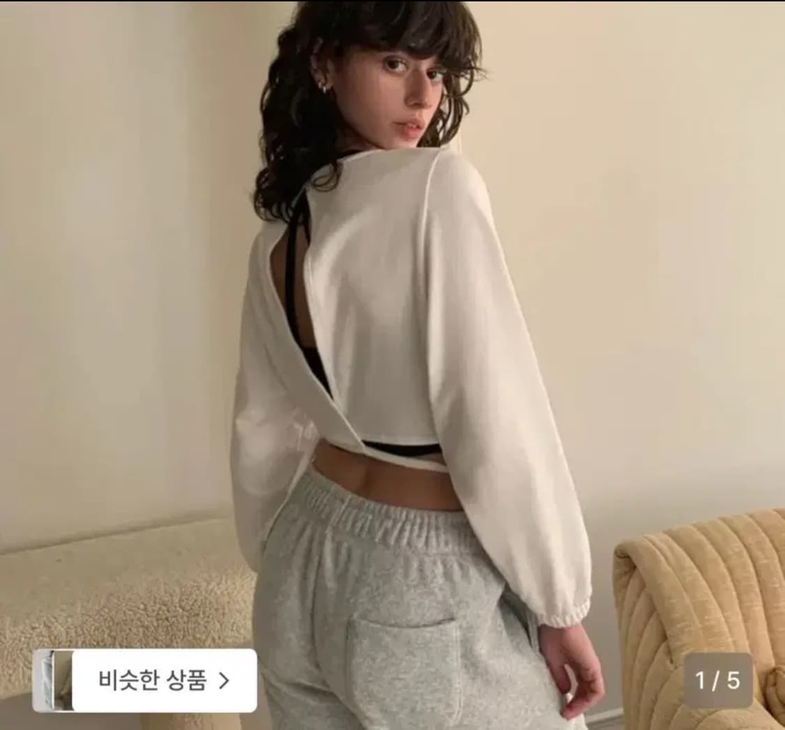 인지액티브 오픈 타이 백 스웻셔츠 화이트 상품이미지2