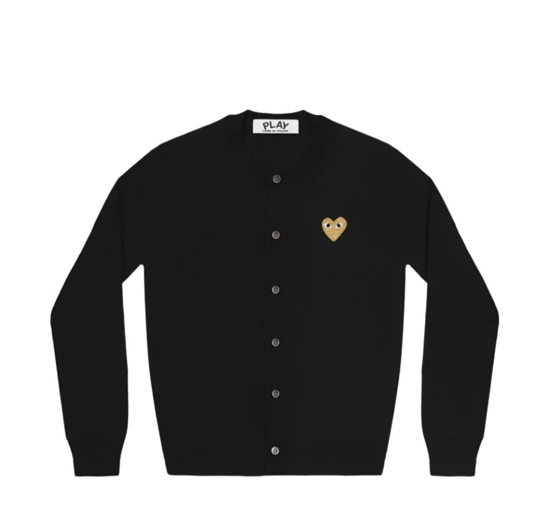 플레이 꼼데가르송 골드 하트 니트 가디건 블랙 상품이미지1