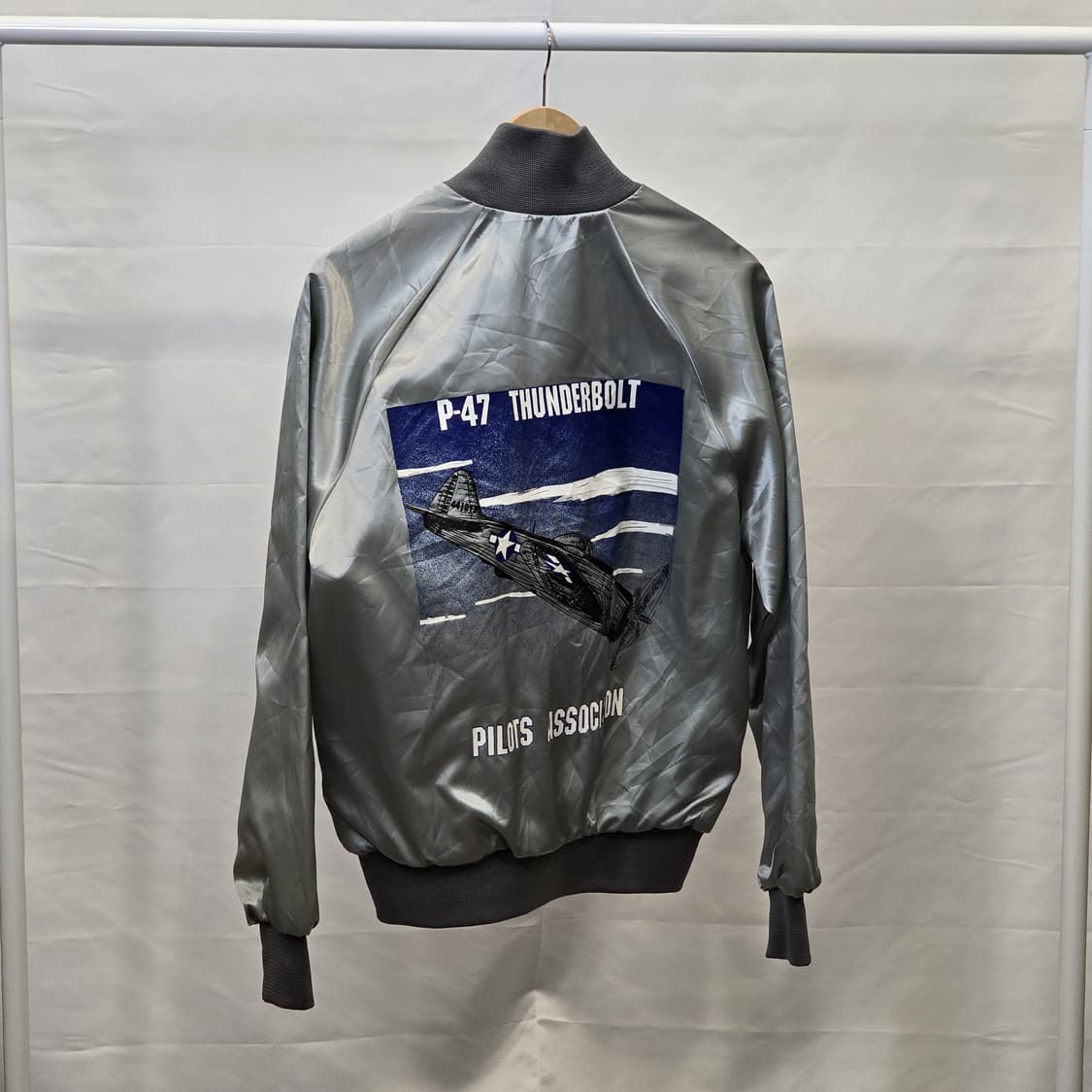 Four Seasons 실버 USA 새틴 항공점퍼 L(42-44) 상품이미지2