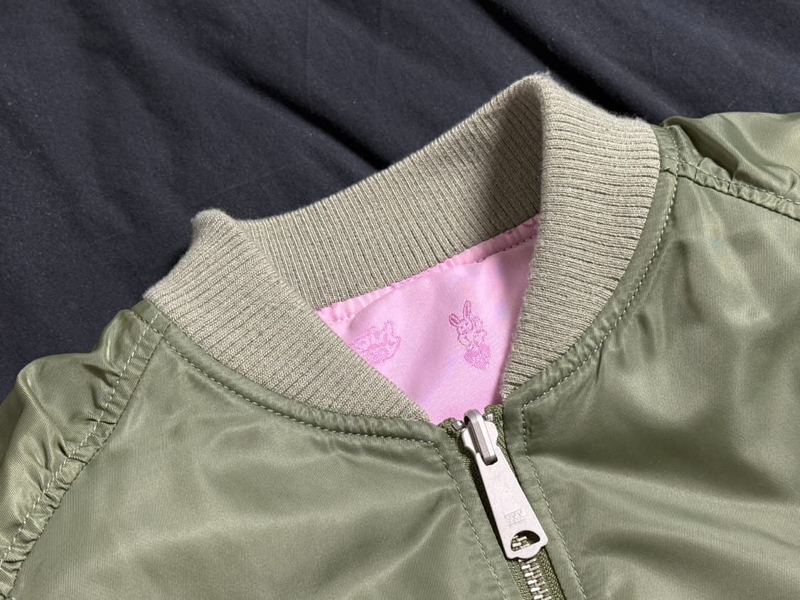 X-girl X MOUSSY 엑스걸 리버시블 항공점퍼 ma-1 올리브카키 상품이미지4