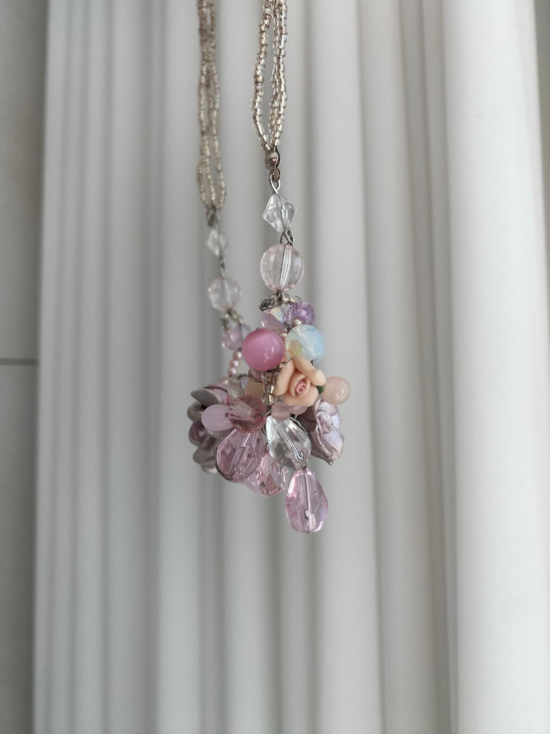 페어리 y2k 키치 핑크 플라워 비즈 목걸이 상품이미지6