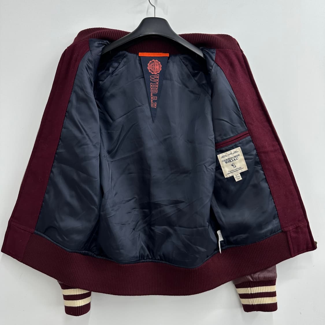 100 후아유 남자 리얼레더 울 바시티 자켓 상품이미지3