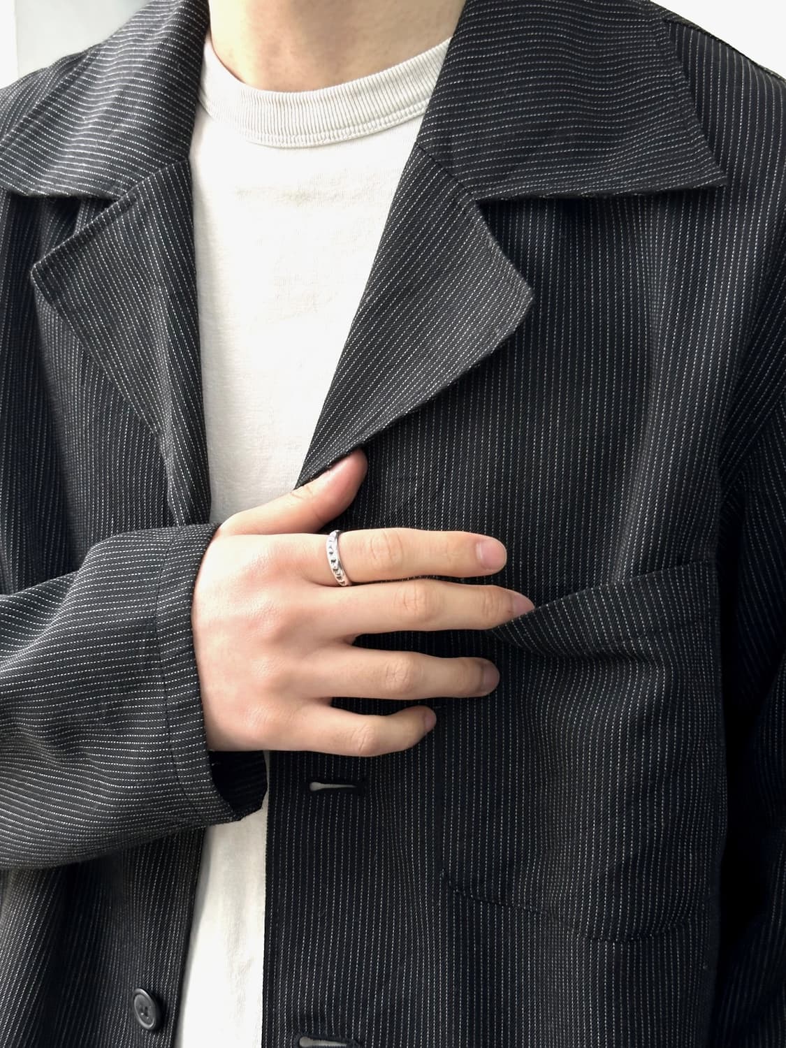 Pinstripe design collar L/S shirt 상품이미지3