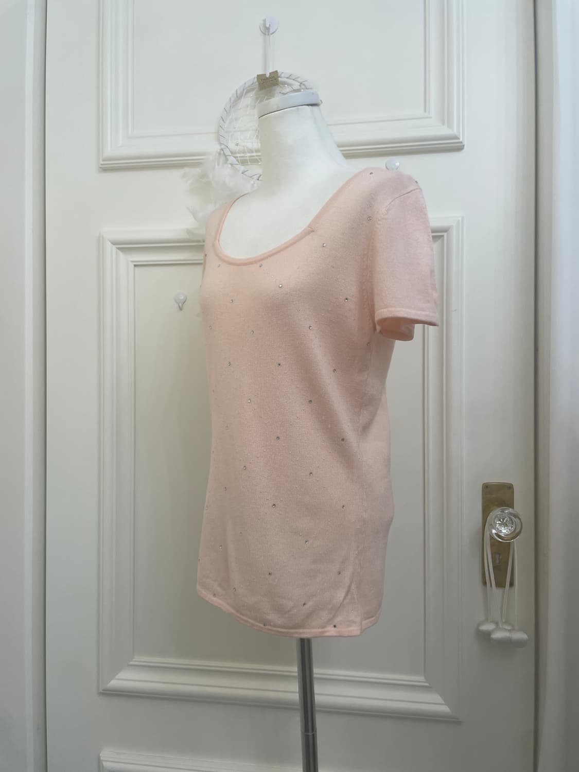 coral cubic point argyle basic knit top 상품이미지2