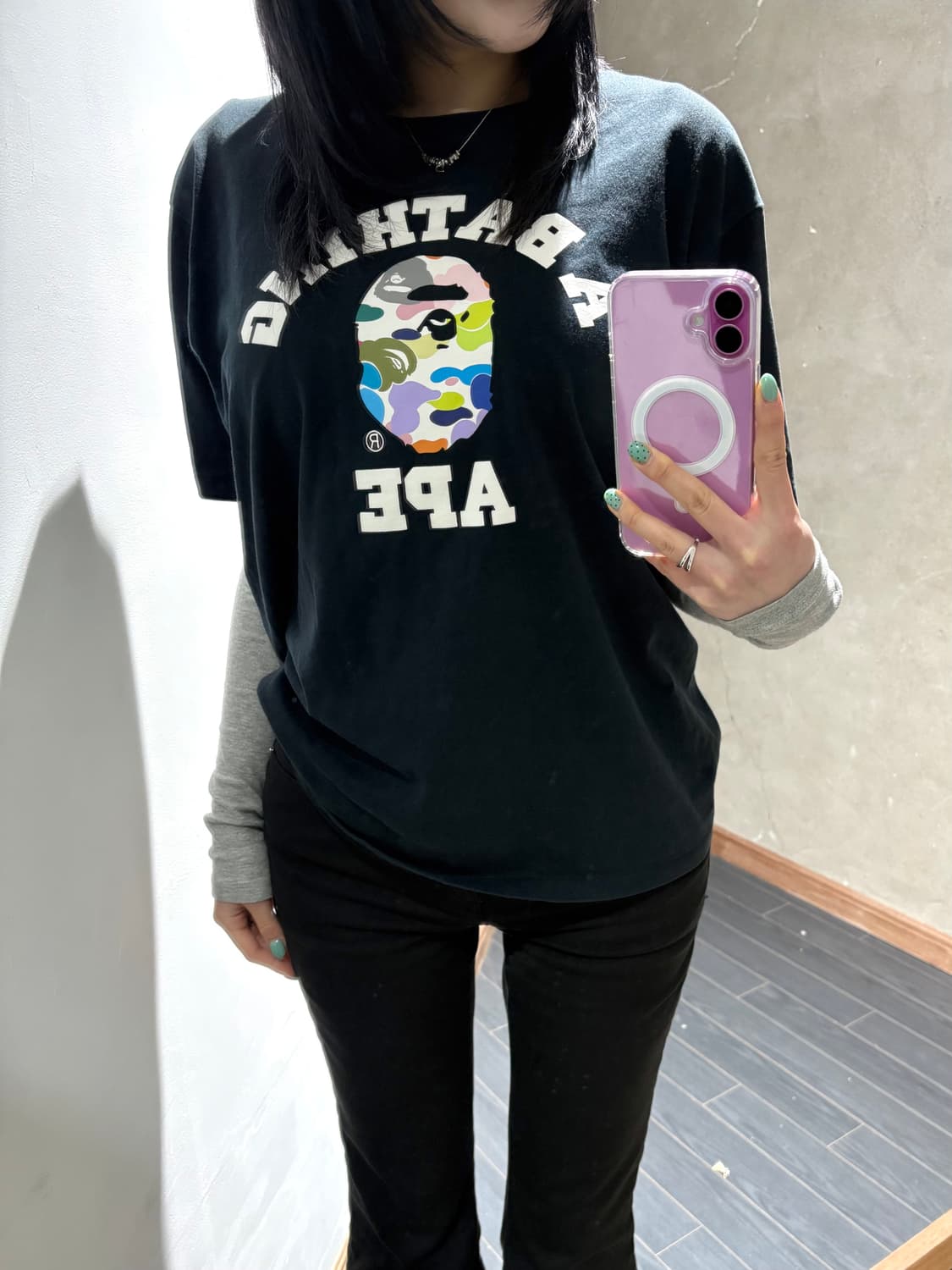 베이프 멀티 카모 컬리지 티셔츠  상품이미지1