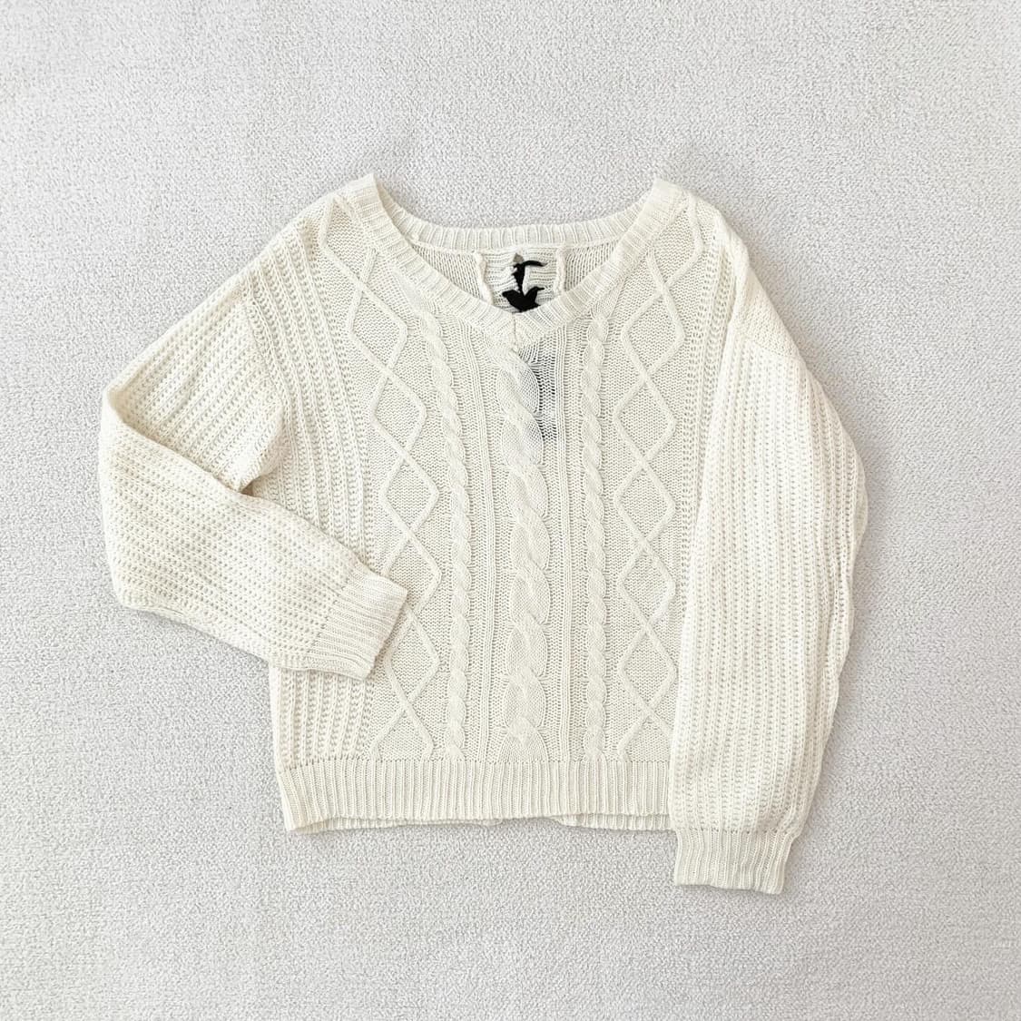 크림아이보리 백리본 여리핏 니트 상품이미지2