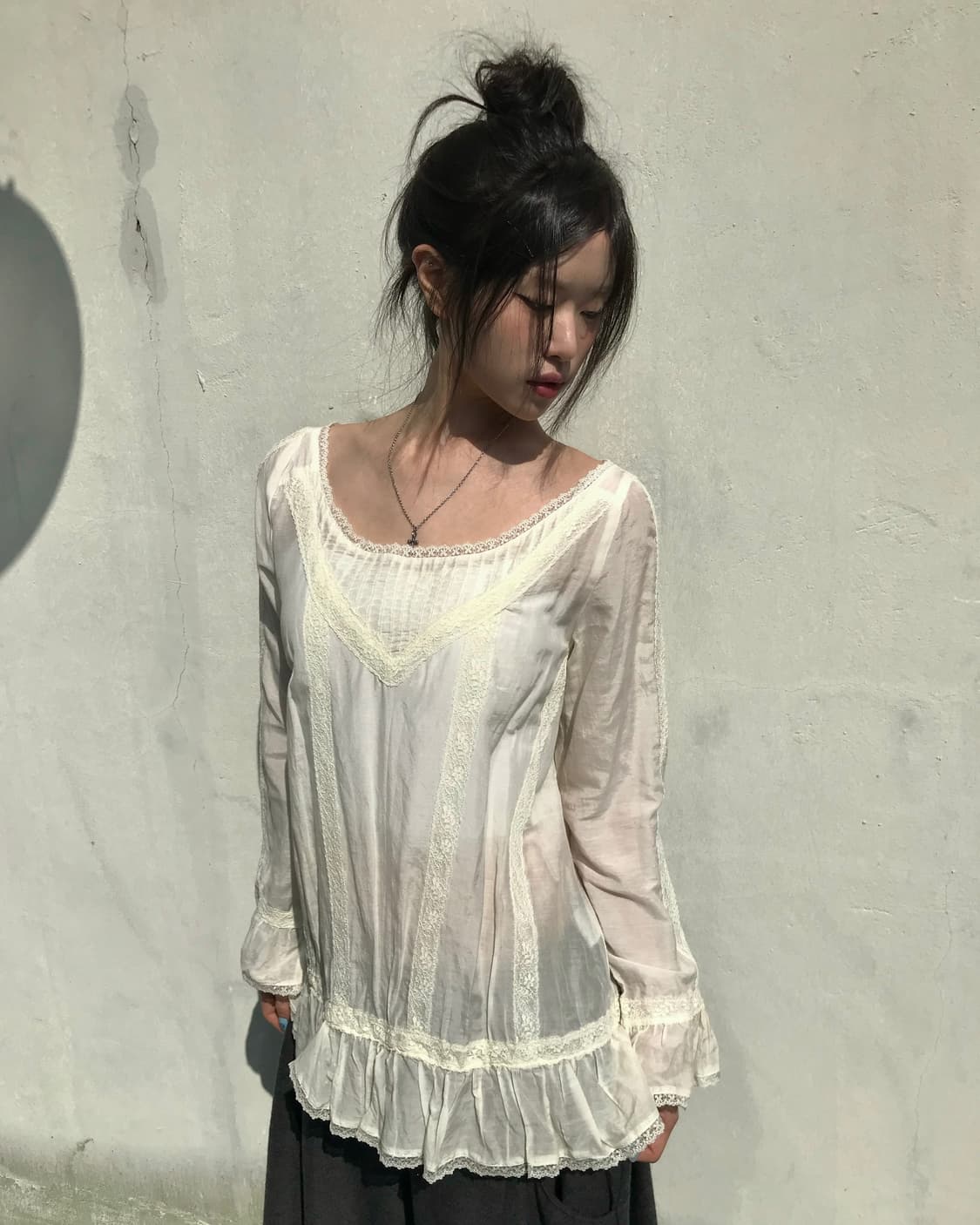 아이보리 로맨틱 레이스 블라우스 상품이미지7