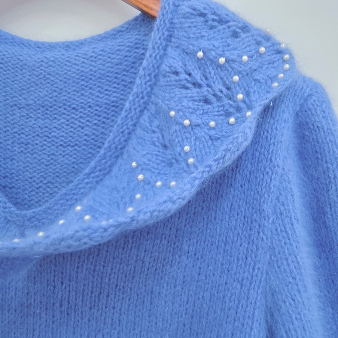 베이비블루  앙고라 빅카라 진주 반팔니트 상품이미지8