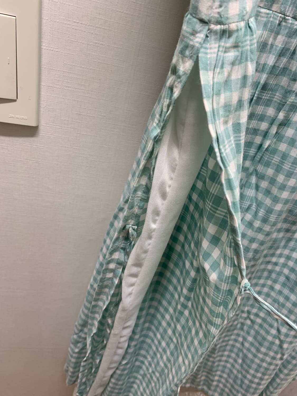 체크 코튼 빈티지 롱 원피스 상품이미지2