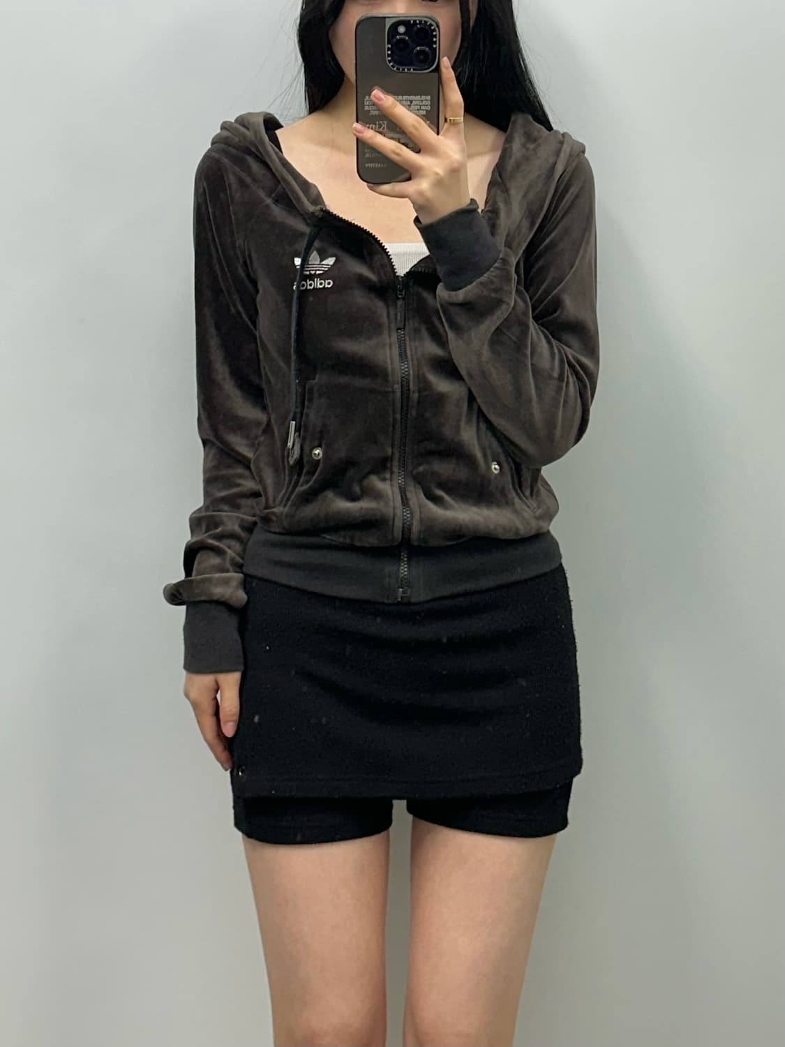 아디다스 대장급 벨벳 브라운 후드 집업 상품이미지1