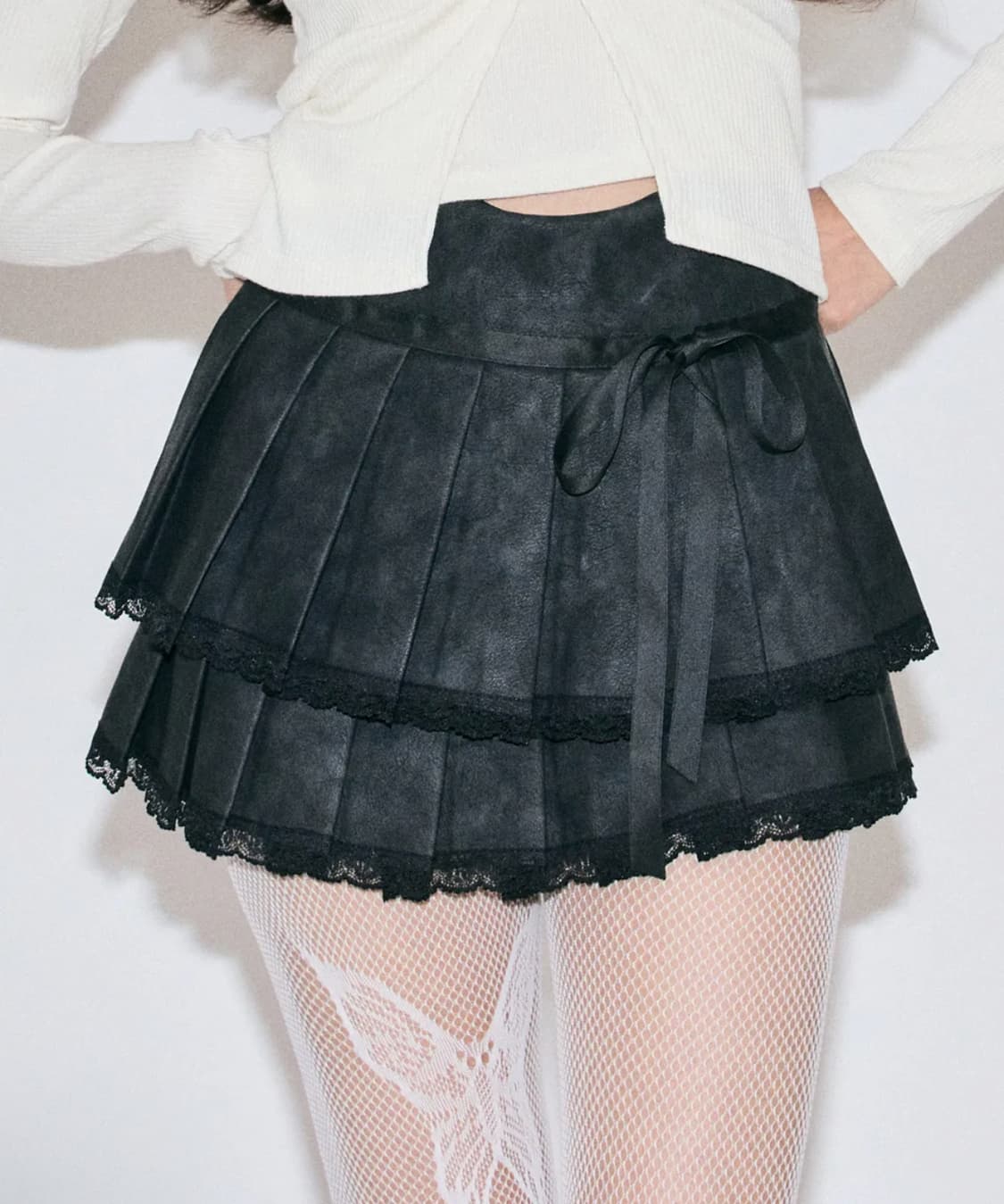 제로플래닛 클레어 비건 레더 플리츠 미니 스커트 치마 M 상품이미지1