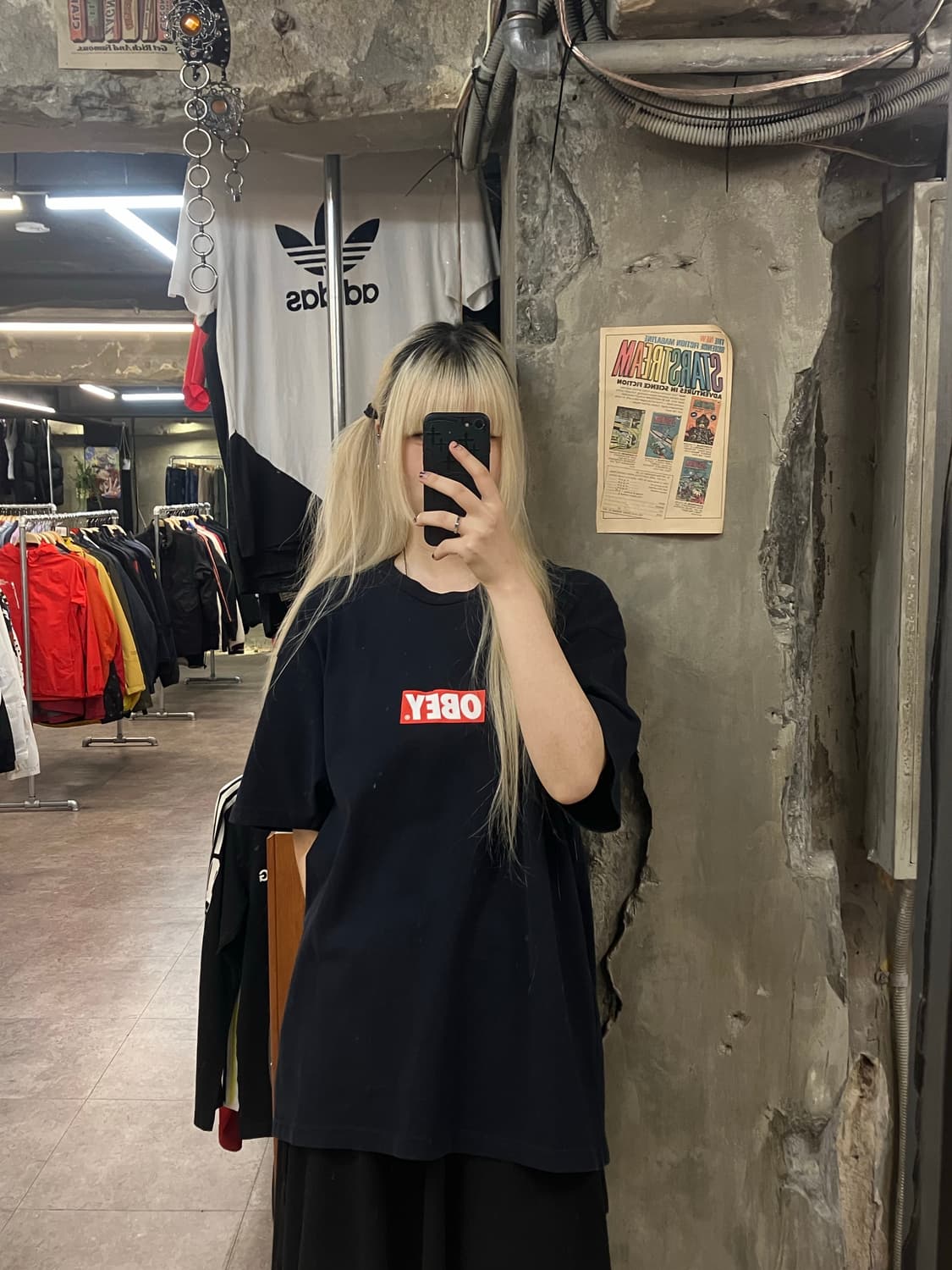 오베이 반팔 티셔츠 블랙 L #csz2116 상품이미지2