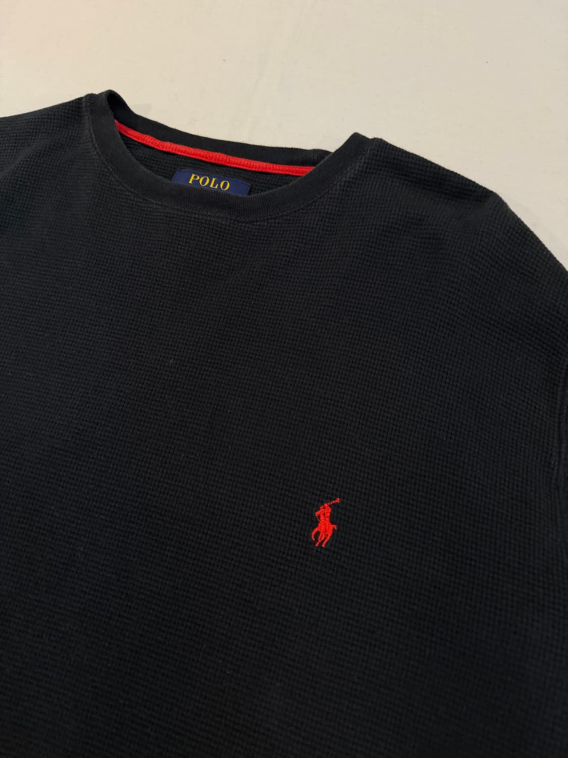 폴로 랄프로렌 와플 써멀 롱슬리브 긴팔티 블랙 상품이미지2