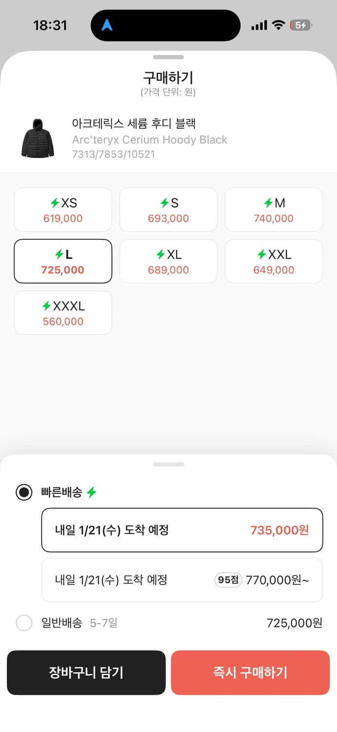 아크테릭스 세륨 후디 블랙L 상품이미지1