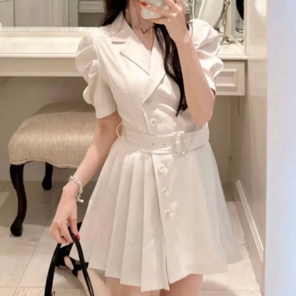 GRL 그레일 화이트 벨트 원피스 스나계 상품이미지1