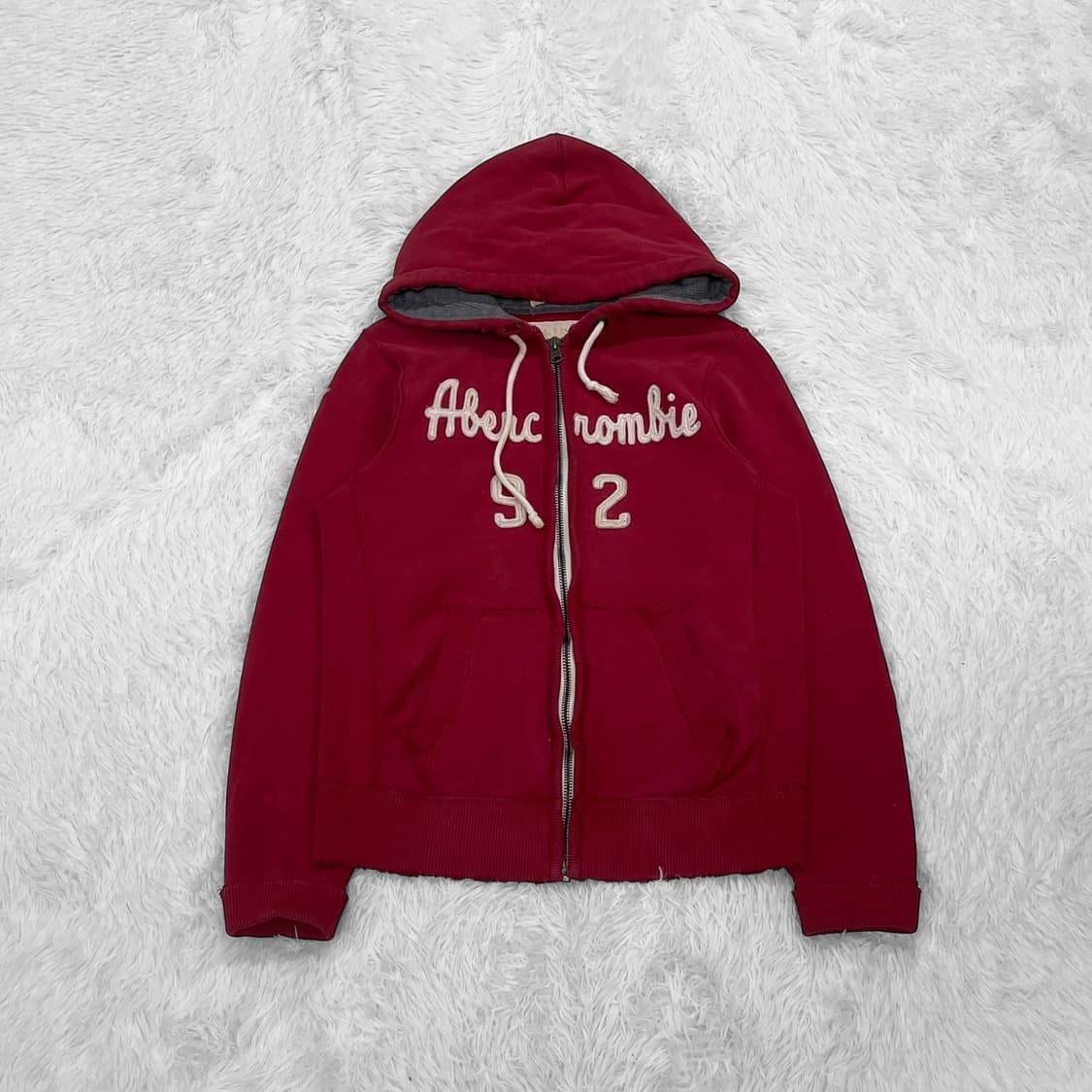 아베크롬비 스펠 로고 후드집업 딥레드 상품이미지2