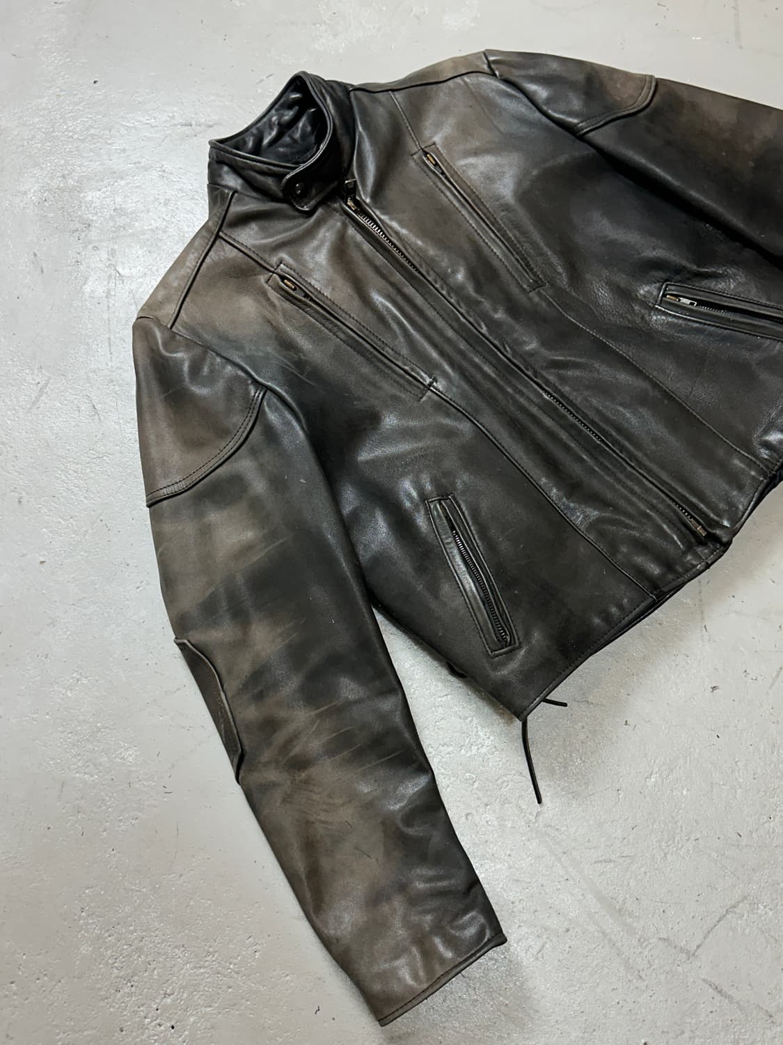 90's USA Made 크롭 레더 자켓 빈티지 라이더 자켓 상품이미지5