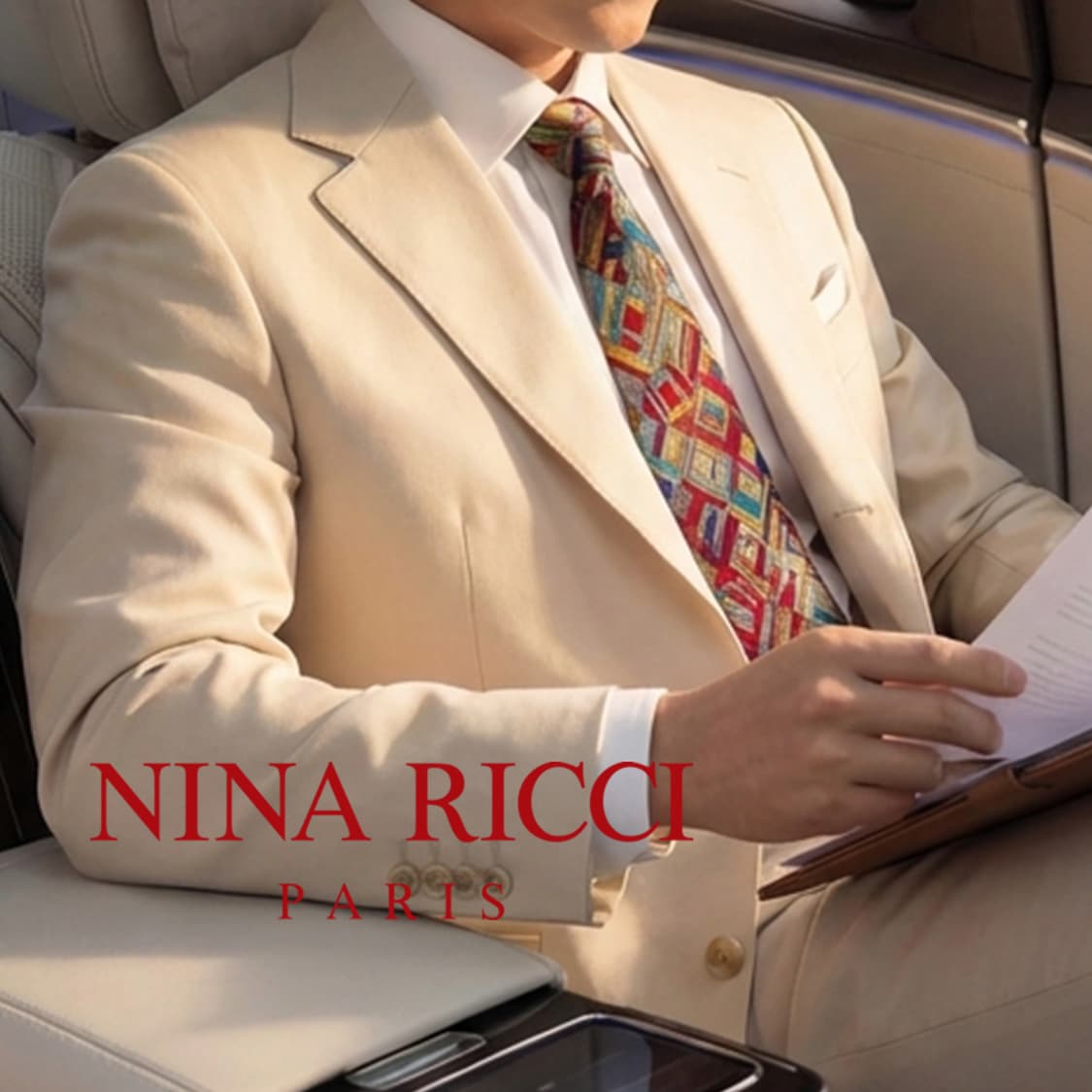 니나리치 실크 레드 믹스 패턴 넥타이 9.6cm A+등급 K2324 상품이미지1