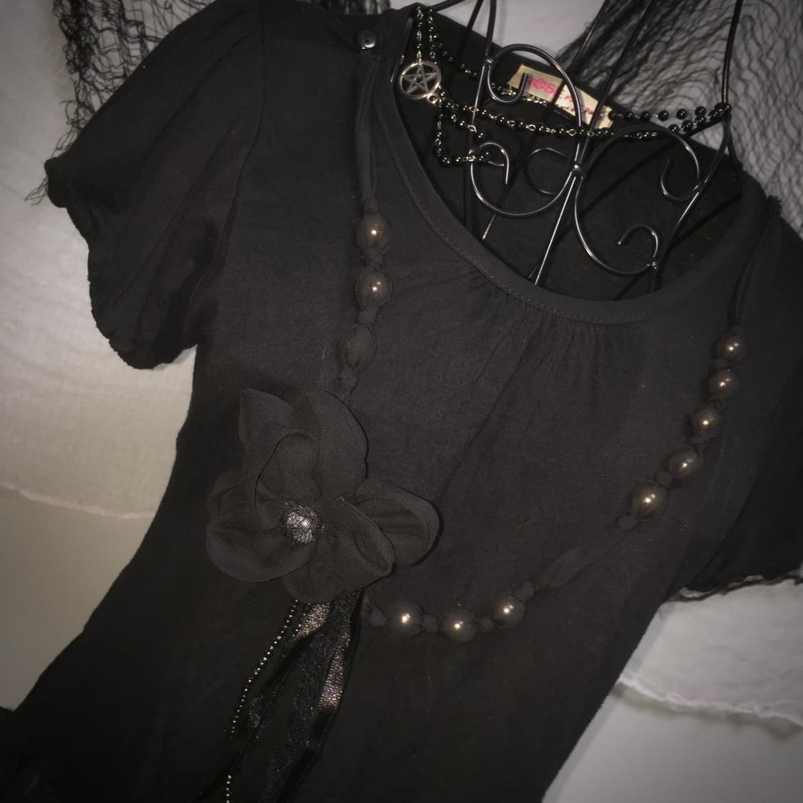 ROSE Fan Fan flower detail frill T 상품이미지2