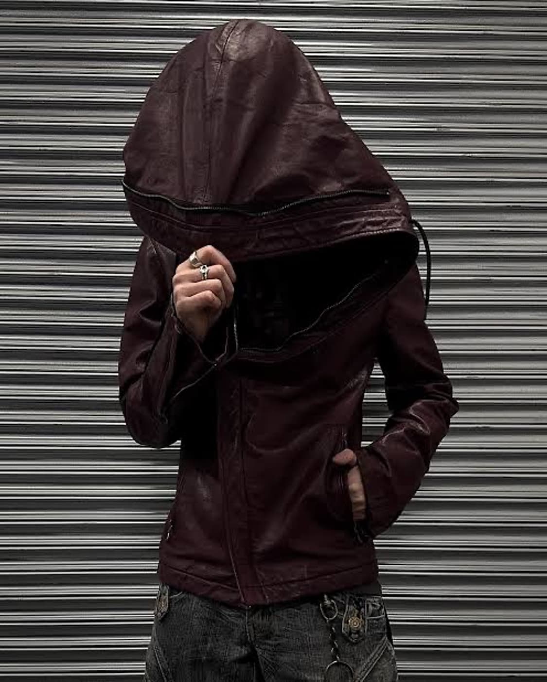 00s 캐서린햄넷 에일리언 후드 가죽 자켓 상품이미지2