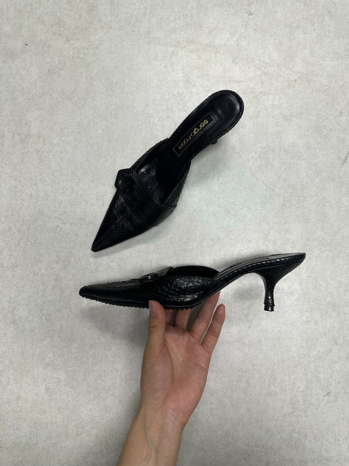 세르지오 로시 파이톤 버튼 힐 상품이미지3