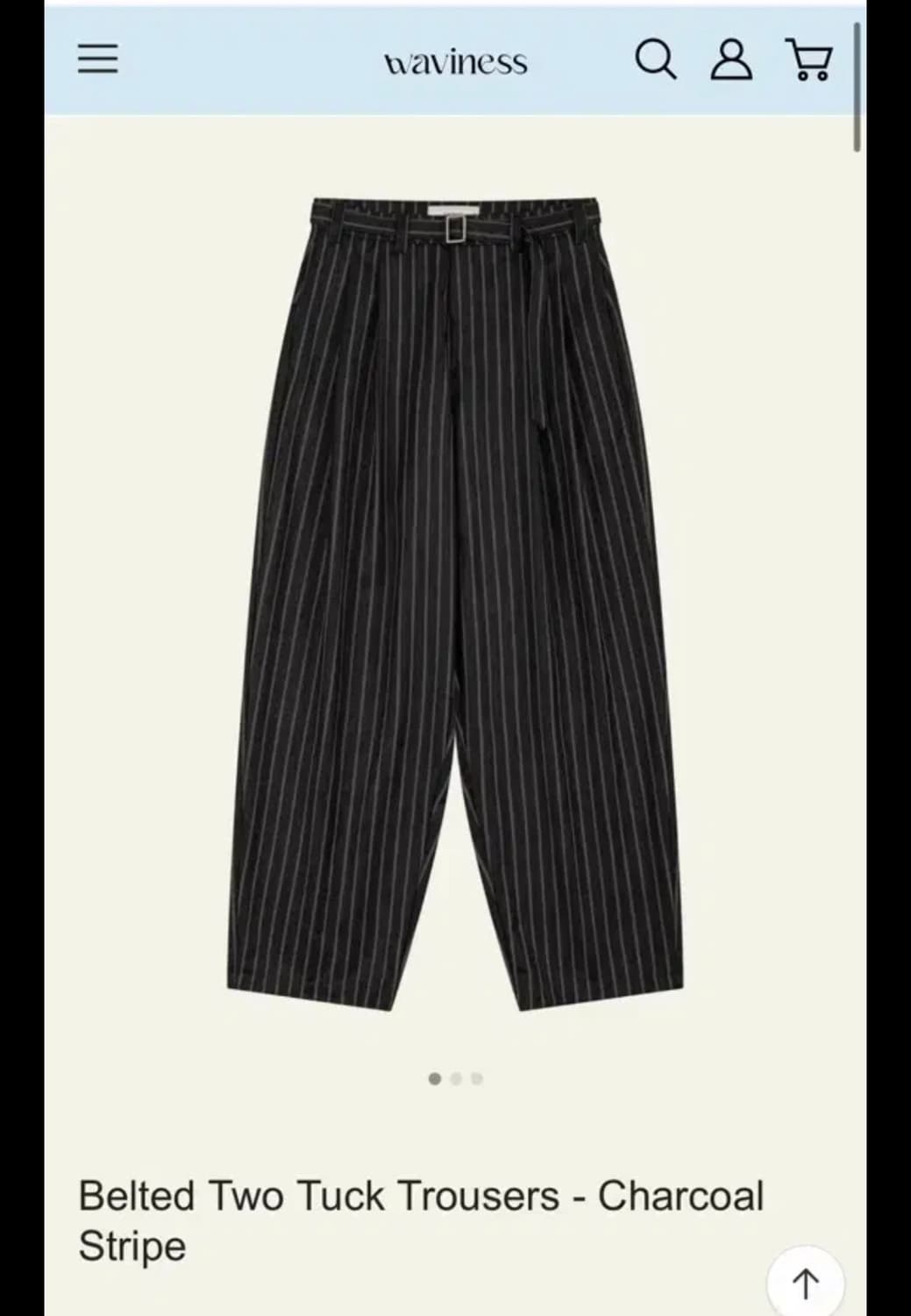 [2] 웨이비니스 벨티드 투턱 트라우저 차콜 스트라이프 상품이미지1