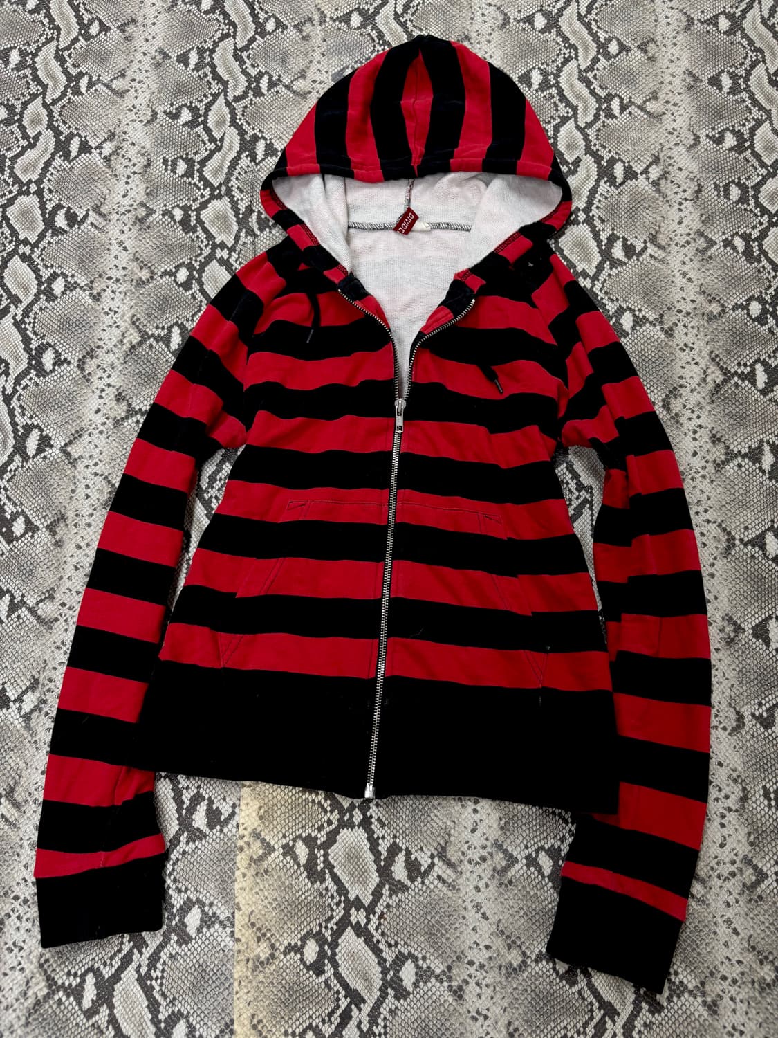 “Vintage” Kitsch Red Stripe Hooded Zip U 상품이미지3