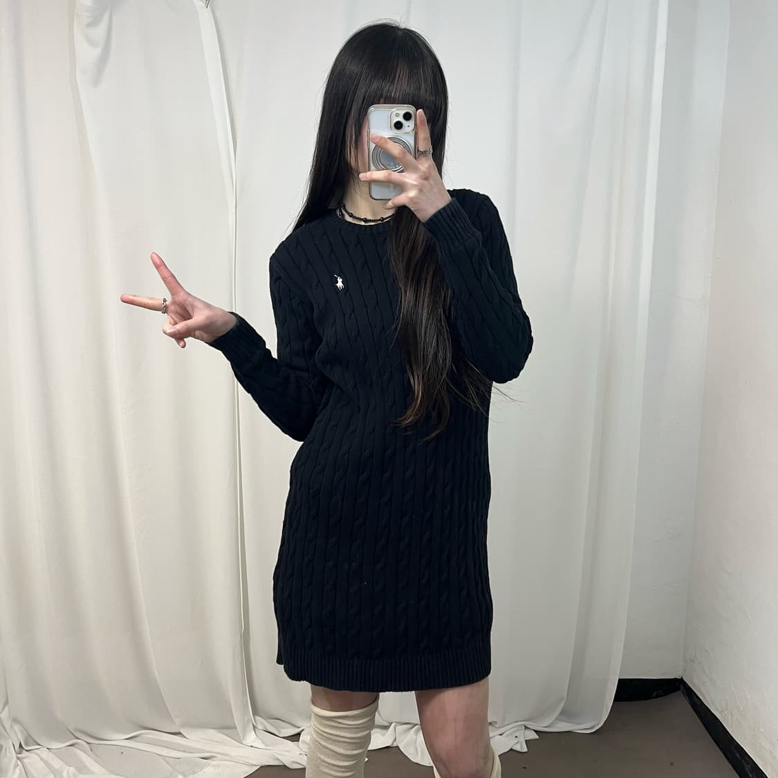 Polo Cable Knit One-piece 상품이미지2