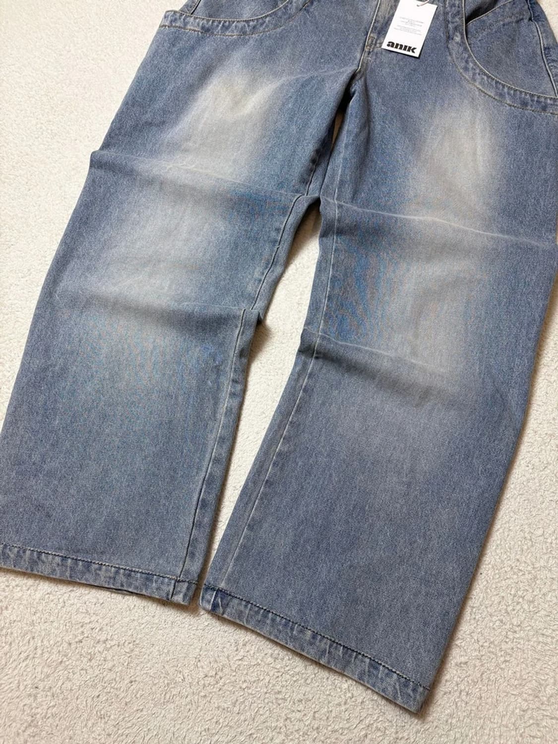우알롱 24ss 워싱 커브드 포켓 와이드 데님 팬츠 PN6602 상품이미지5