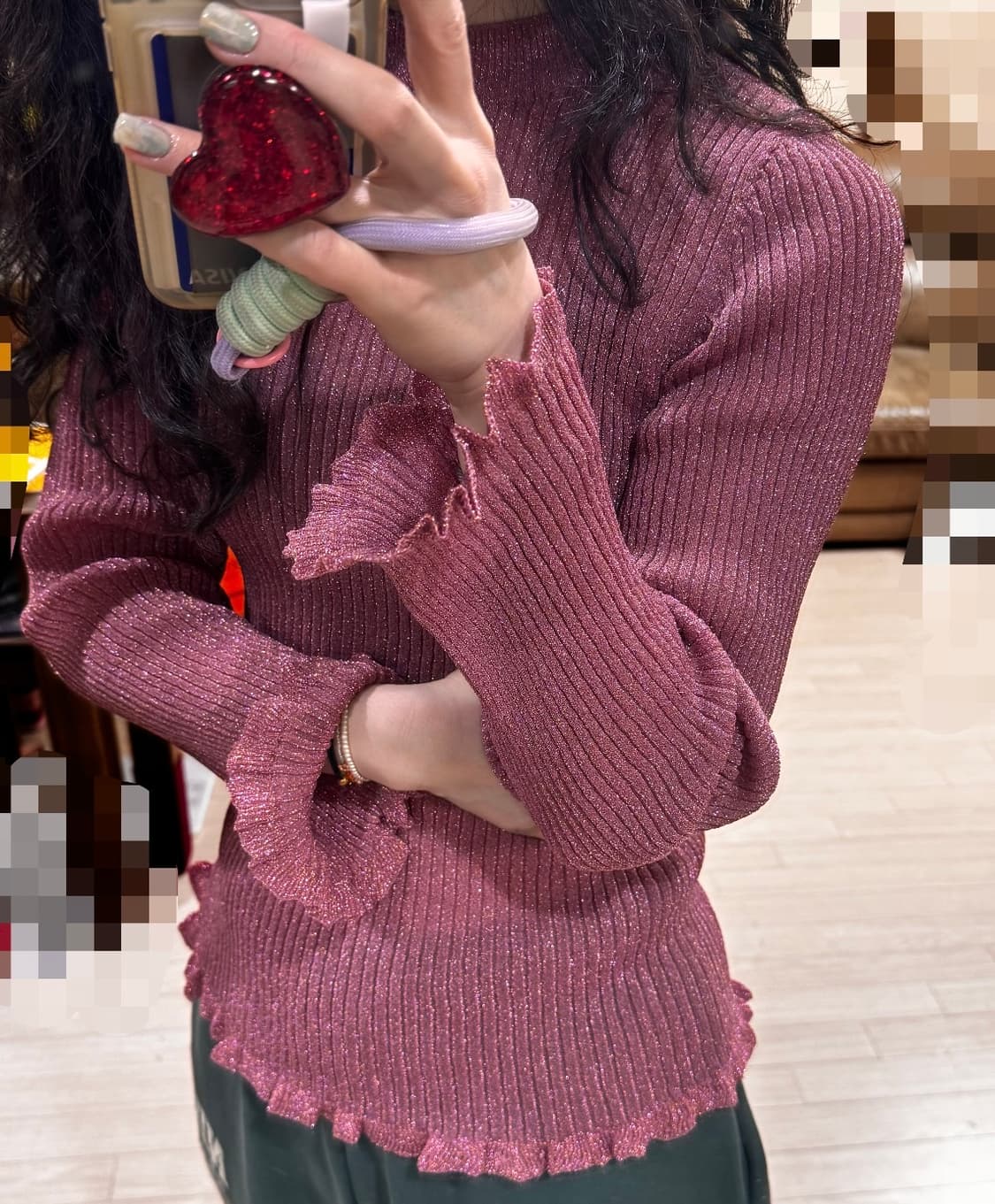 마른55 55반 텍ㅇ 새상품 질스튜어트 정가30만 글리터 러플 니트 마쥬 상품이미지2